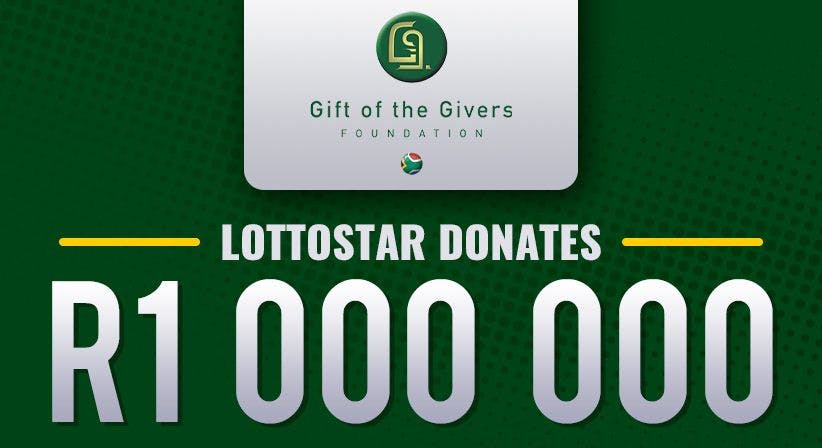 LottoStar donates R1 Million to the Gift of the Givers!